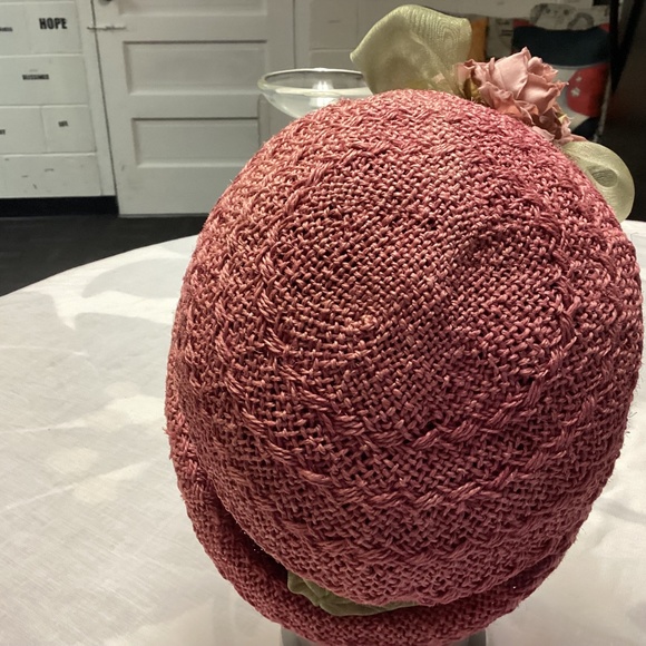 Chic Pink Women's Hat with Floral Accents - Picture 3 of 10